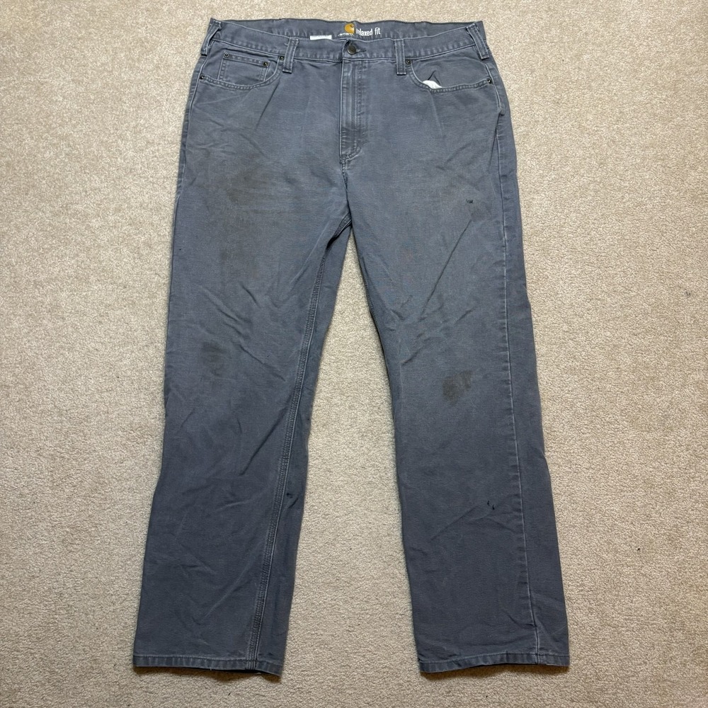 Carhartt Pants Mens 40x32 Gray Relaxed Fit Canvas Work Utility Casual 5 Pocket